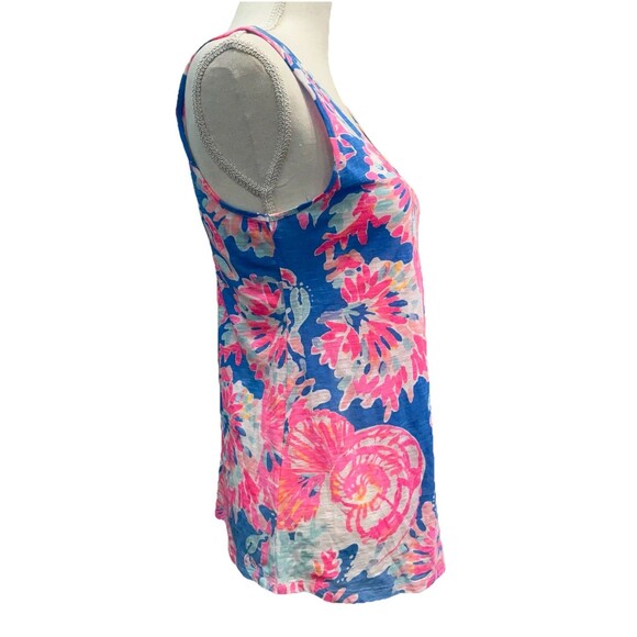 Lilly Pulitzer Gigi Tank Top V Neck Shirt Sleeveless Blue Pink S Cotton - Picture 3 of 7